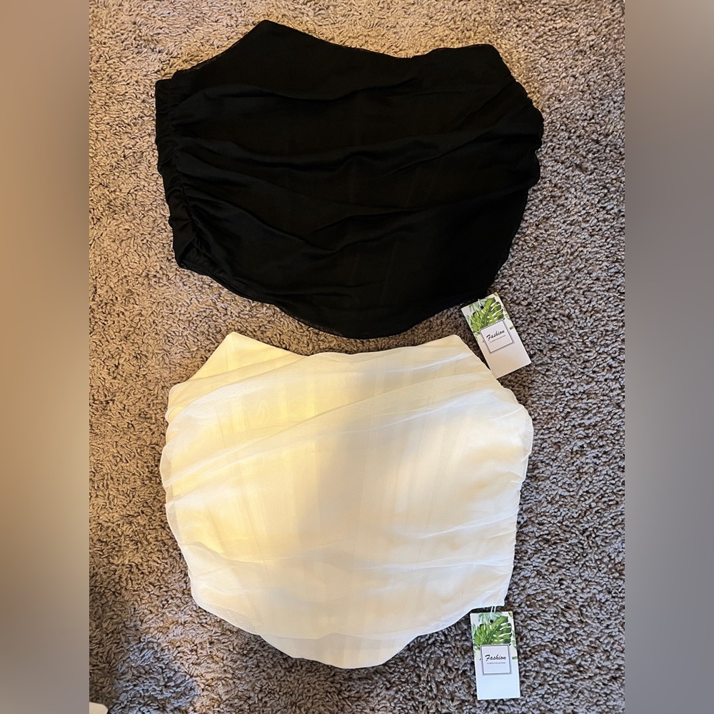 Black (XL) and White (L) Cropped Corset Top with Back Zipper, New